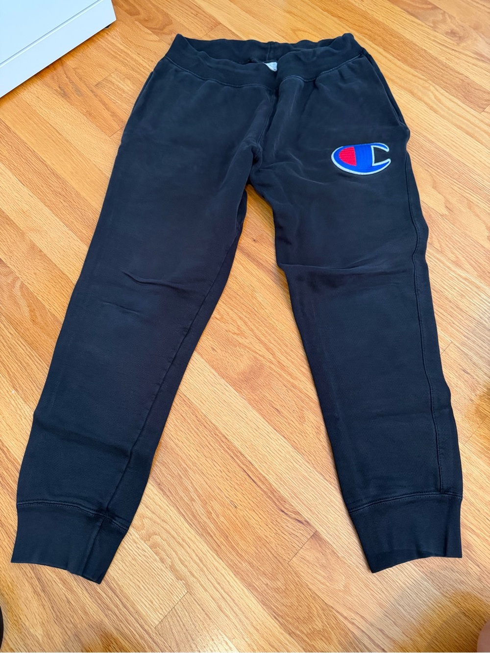 Champion Black Sweat Joggers with Blue & Red Logo